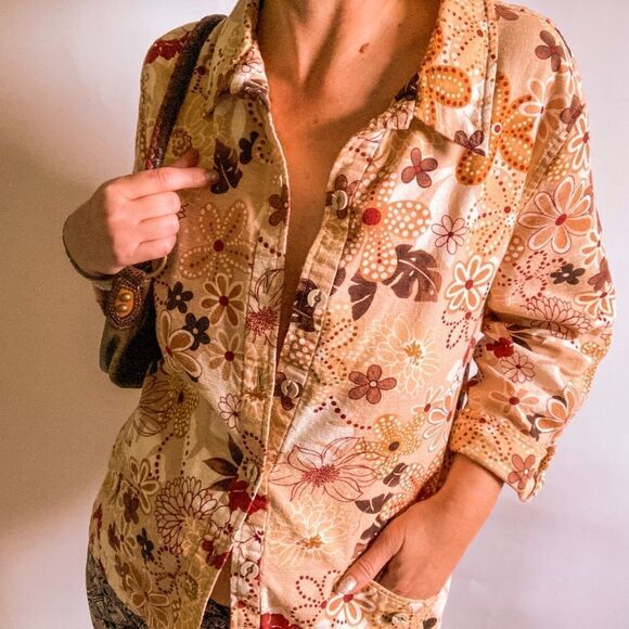Serengeti Retro Floral Jacket Top Sz L - Picture 12 of 12